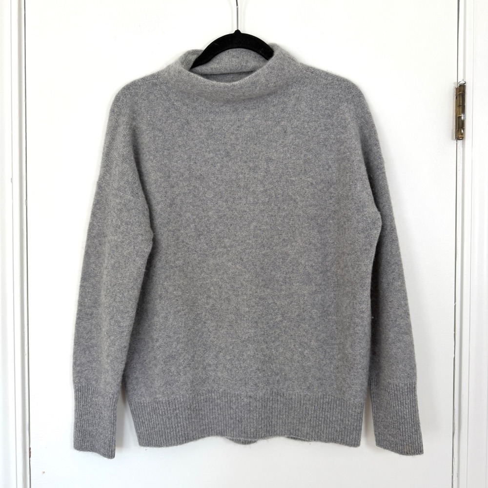 Vince 100% Cashmere Funnel Neck Sweater Gray XS Oversized Pullover